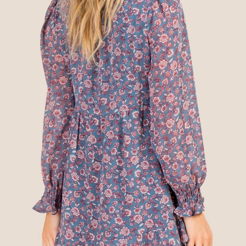 ***SOLD*** Helena Tie Front Floral Shift Dress - Picture 3 of 5